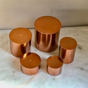 Candle Making Set of 5 Copper Plated Metal Candle <b>Jars</b> with Lid Best Selling Table Top Wedding Decor Candle Vessel - Product Image 4