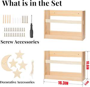 Ensemble de 2 étagères flottantes en bois pour la décoration de la chambre des enfants Porte-revues mural avec bracelet en cuir PU Bibliothèque pour enfants pour bébé - Product Image 3