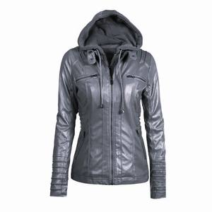 2024 nuevo diseño acolchado chaqueta de cuero Real para mujer estilo moderno con capucha con cremallera bolsillos de algodón transpirable OEM al por mayor - Product Image 4