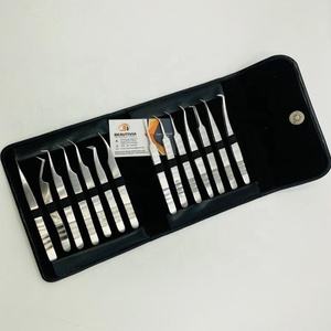 Pinzas de extensión de pestañas de acero sostenible de peso pesado de nuevo estilo 2022, pinzas de pestañas con logotipo personalizado, puntas de fibra puntiagudas - Product Image 2