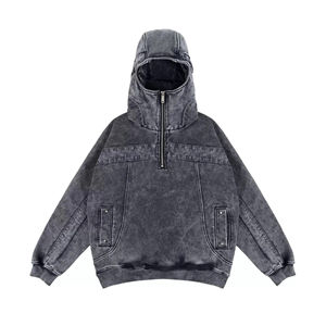 Sweat à capuche pour homme avec finition délavée au soleil et sensation d'usure Sweat à capuche délavé au soleil avec coupe décontractée et style streetwear classique - Product Image 1
