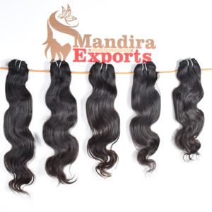 La mejor calidad de cabello virgen, cutícula alineada, sin procesar, sin piojos, extensiones de cabello humano indio Bodywave sin procesar del sur de la India - Product Image 1