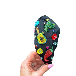 Bandeau brodé pour femmes, bandeau personnalisé avec broderie perlée, bandeau avec perles de rocaille pour un usage tendance - Product Image 2