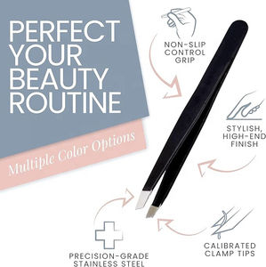 Pinces à épiler durables en acier inoxydable à pointe inclinée pour une utilisation répétée et un toilettage précis - Product Image 4
