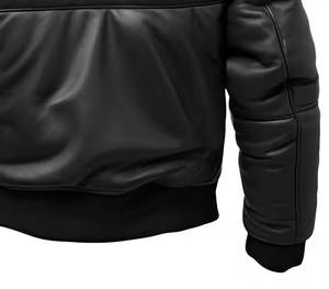 Chaqueta de cuero personalizada para hombre, piel de oveja negra con capucha, ligera, acolchada, elegante, suave, informal - Product Image 5