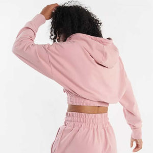 Conjunto de Top corto y pantalones cortos con capucha de Color sólido personalizado para mujer de buena calidad 2025, conjunto corto informal de dos piezas a la moda - Product Image 4