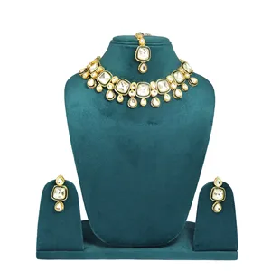 Juego de Collar Choker Kundan Polki Chapado en Oro de 24K, Estilo Vintage, Joyería Fina para Novia o Regalo de Boda - Product Image 1