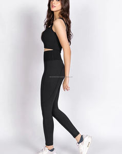 Conjunto de Yoga de 2 Piezas para Mujer, Cuello en V, Logotipo Personalizado en la Parte Delantera, Cintura Alta, Elástica, Secado Rápido, Transpirable, Spandex/Nailon 3D - Product Image 2