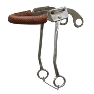 Muserolle en cuir doublée de polaire hackamore avec des joues en acier inoxydable Western Bits - Product Image 6