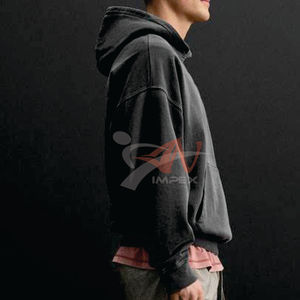 Sudadera Extra Grande de Algodón Grueso para Hombre, con Hombros Caídos, Fabricantes Personalizados, Tejido Inverso, Sudadera con Capucha de Doble Capa - Product Image 3