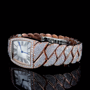 Montre analogique unique en acier inoxydable, style hip-hop sportif et tendance, avec diamants de moissanite personnalisés, couleur or antique, résistante à l'eau - Product Image 3