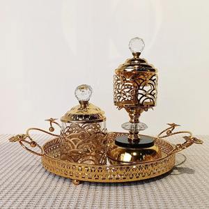 New Arrival Wholesale Luxury Decoration Arabic Metal <b>Bakhoor</b> Incense <b>Burner</b> Set From India - Product Image 5