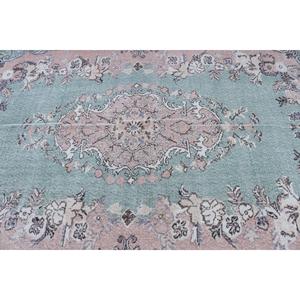Tapis vintage 5,6 x 8,6 pieds, grand tapis turc, tapis en laine vert à motifs floraux - Product Image 5