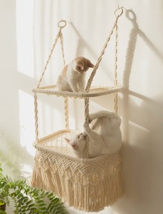 Large Macrame <b>Cat</b> <b>Hammock</b> Hanging <b>Cat</b> Bed Swing Wall Furniture for <b>Cat</b> Lover Home Decor and Room Accessories - Product Image 2