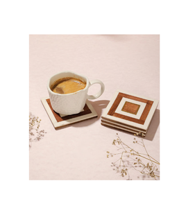 Posavasos de madera y resina de tamaño 10*10 Cm con borde para el hogar, mesa, bebida, té, café, posavasos, embalaje de una sola pieza - Product Image 6
