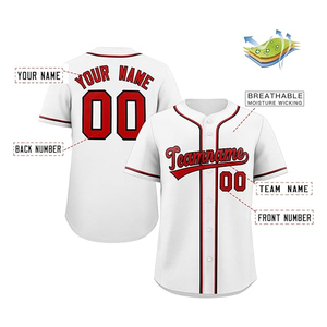 Camiseta de béisbol bordada para hombre recién llegada, ropa deportiva barata al por mayor, camisetas de equipo blancas, rojas y negras con técnicas impresas - Product Image 2