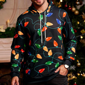 Sudadera CON CAPUCHA DE Navidad para hombre 100% algodón transpirable estampado completo diseño bolsillo cálido invierno suelto tejido frontal - Product Image 3