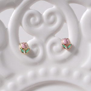 Orecchini da donna alla moda in oro 14k Fine per festa adorabili fiori tulipano palla epossidica Piercing gioielli regali all'ingrosso K-gioielli - Product Image 5