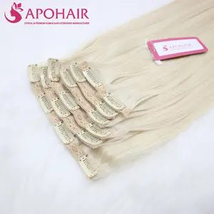 Factory Price PLA01 Color Clip In Hair Extensions 22 Inch Human Hair Extensions Straight Clip In Good Hair Quality