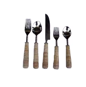 Stainless Steel Cutlery Spoon <b>Rattan</b> Handles High Standing with <b>Rattan</b> Handle Stainless Steel Cutlery Set - Product Image 4