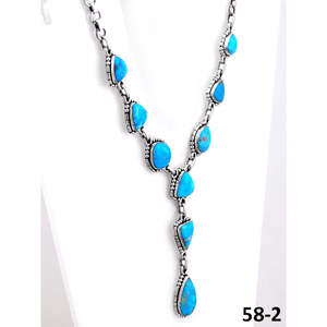 Collier artisanal en argent sterling avec turquoise blanche, motif goutte d'eau, ancre et chiffres, style religieux classique - Product Image 3