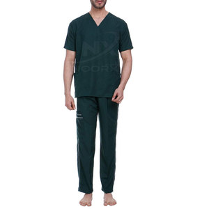 Hospital Scrubs Uniform <b>Sets</b> Woven Fabric Unisex Scrub <b>Sets</b> for <b>Doctor</b> Dental Clinic Salon Surgical Use with Customized Logo - Product Image 2