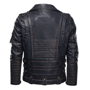 Customized Men's Motorcycle Style Leather <b>Jacket</b> Latest Spring Autumn Fashion <b>Slim</b> <b>Fit</b> Biker Coat Stand Collar Natural Leather - Product Image 3