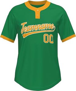 Custom Two Button Baseball <b>Jersey</b> Personalized Team Name Number Breathable Soft Training Wear <b>Mens</b> Sports Uniform <b>Shirt</b> - Product Image 4