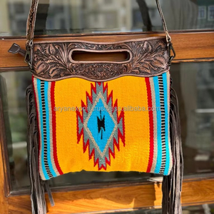 Nouveaux sacs à bandoulière en cuir à franges en tissu Jacquard usiné à la main occidentale sacs à main Cowgirl en cuir véritable de qualité supérieure - Product Image 4