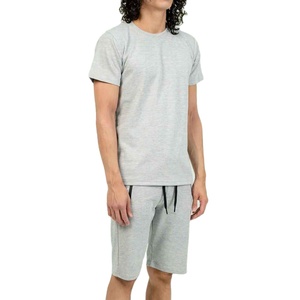 Customized Logo Design Printed T-Shirt Shorts <b>Set</b> Factory-Made Summer Wear for Men Solid Color Hip Hop Terry Cotton Material - Product Image 3