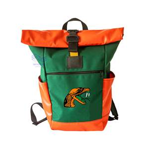 FAMU Florida A & M University Pana Antirrobo Patrón de letras Cubierta Cierre Mochila - Product Image 1