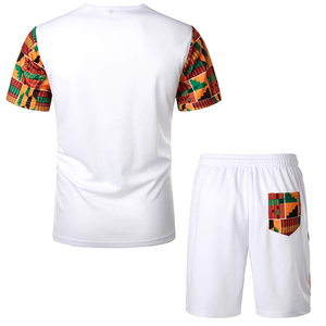 Traje de sudor en blanco para hombre de etiqueta privada Camiseta lisa y pantalones cortos Conjunto personalizado de verano de 2 piezas - Product Image 3