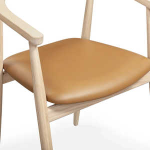 Chaise de salle à manger en rotin moderne avec accoudoirs incurvés en teck massif, chaise de style scandinave nordique pour restaurant, café, hôtel - Product Image 6