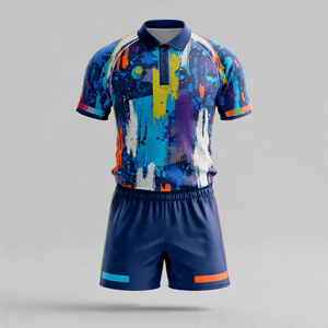 เสื้อฟุตบอลรักบี้แขนสั้นมีกระดุมชุดเสื้อรักบี้กางเกงขาสั้นฝึกซ้อมรักบี้ - Product Image 1