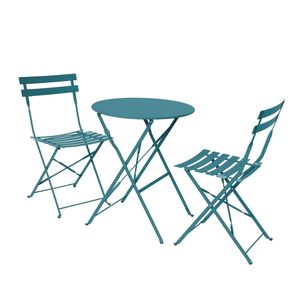 Set da bistrot in metallo di Design retrò da esterno 2 sedie e 1 tavolino con Set da giardino rotondo pieghevole disponibile in vari colori - Product Image 1