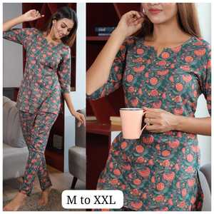 Ensemble de pyjama en coton indien floral, taille élastique douce, vêtements de nuit respirants à séchage rapide, décontracté pour l'été, cadeau pour demoiselle d'honneur - Product Image 2