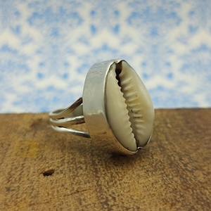 Auténtico anillo de concha de cauri de plata 925, joyería de playa Natural artesanal Bohemia para bodas y fiestas - Product Image 1