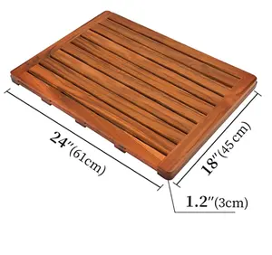 High quality Acacia wooden Bath Mat Shower Mat Non Slip for Bathroom, Wooden Floor Mat Square Large for Spa Home or Outdoor