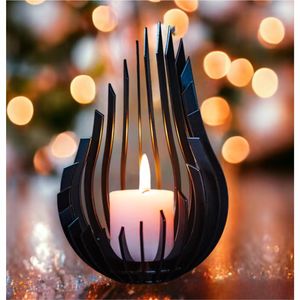 Bougeoir moderne minimaliste en métal doré brossé, support de bougie conique de luxe en forme de U pour centre de table de mariage, décoration intérieure - Product Image 5