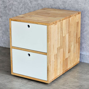 TCN68046 Personal Locker 2 Drawers 40x60x54cm Bamboo Rubber Wood <b>Functional</b> Foldable for Desktop Bathroom for <b>Shoes</b> Storage - Product Image 2