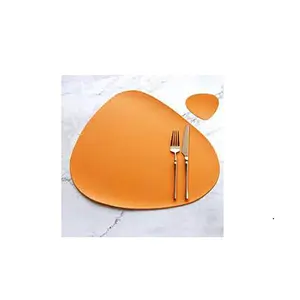 Wholesale leather placemats coaster dinner table decorate item orange color leather placemats coaster at cheap price