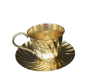 Tasses à thé polies brillantes Ensemble de tasses à thé de service de luxe décoratives faites à la main pour l'hôtel servant du thé avec soucoupe tasse à café en acier - Product Image 3