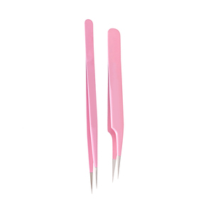 Pinzas de pestañas personalizables profesionales de acero inoxidable con puntas de fibra de volumen inclinado para extensiones de pestañas - Product Image 2