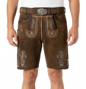 Lederhosen Bavaroises OEM à Carreaux Courts pour Hommes, Mi-longues, Respirantes, 100% Cuir Authentique, Tenue Traditionnelle Allemande, Vente en Gros, Oktoberfest - Product Image 6