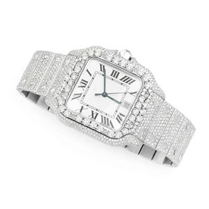 Nuevo Diseño Reloj Hip Hop Unisex de Lujo con Esfera de Cristal Cuadrada de Cuarzo VVS Moissanite Iced Out de 41mm y Correa de Acero Inoxidable de 20mm - Product Image 3