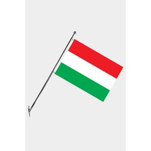 Hungary Telescopic Flagpole <b>Set</b> Wall-Mounted with Digital Printing Polyester Banners - Product Image 1