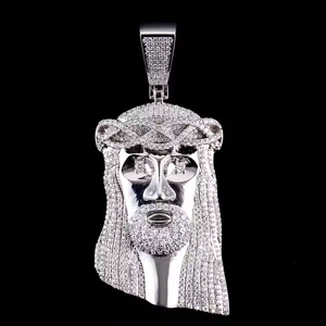 Pendentif élégant Hip Hop Iced Out Jésus en argent 925 plaqué argent avec moissanite, bijou unisexe - Product Image 2