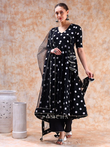 Ensemble Angrakha à pois DIL KASH pour femmes, ensemble Kurta Dupatta en Georgette, tenue ethnique élégante, tenue de fête, tenue de mode festive, ensemble 2025 - Product Image 6