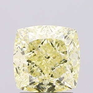 Diamant de laboratoire de forme carrée coussin, jaune clair fantaisie, clarté VS, taille excellente, certifié IGI, diamant non monté pour bijoux - Product Image 1