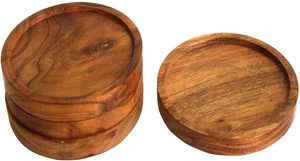 Venta caliente Juego de 4 piezas Posavasos de madera rústica vintage redondos hechos a mano para decoración de mesa de boda Nuevas características Uso de postres - Product Image 3